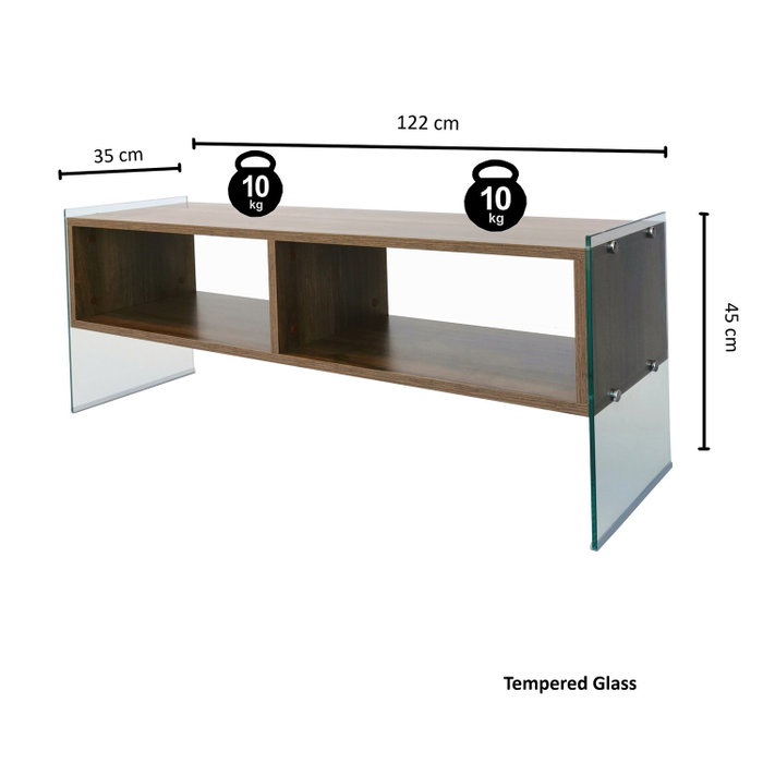 Hanah Home TV404 Soporte de TV Nogal con Cristal Templado